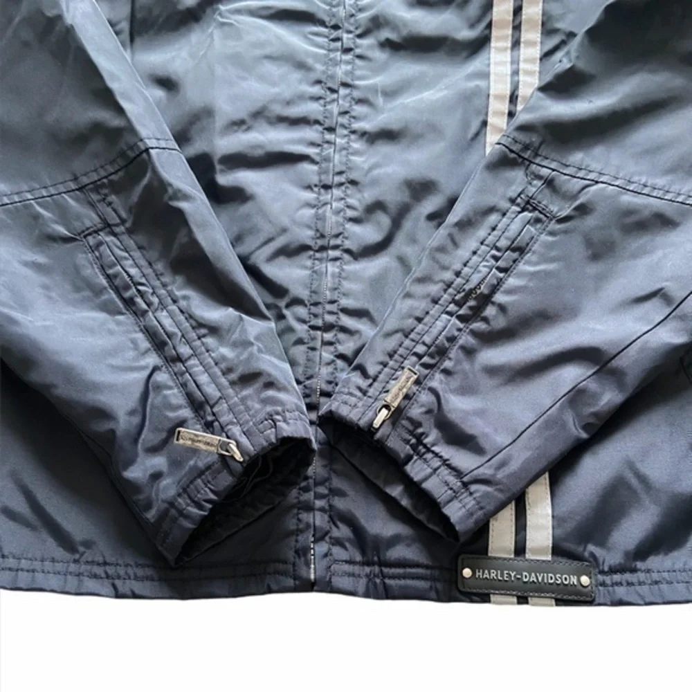Harley-Davidson‎ Spell Out Black Nylon Zip Windbreaker Motorcycle Zip Jacket